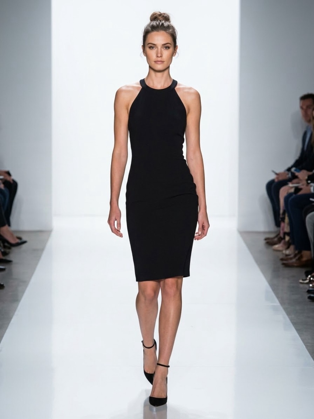 L'AGENCE Black Halter Midi Knee Length Sheath Dress